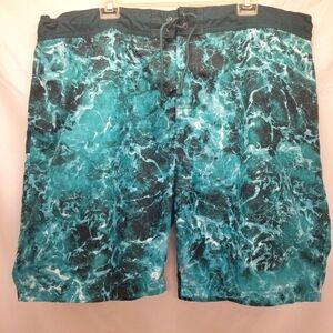 Bass Pro Shop Mens Size 2XL Swim Shorts Quick Dry Green V-Closure String Tie